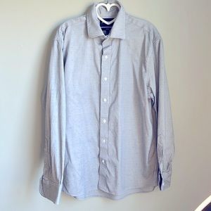 Bonobos Tailored Fit Wrinkle Free Men's Dress Shirt Grey Size Large Short